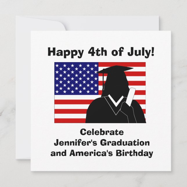 4th Of July Graduation Party Invitation Girl (Front)