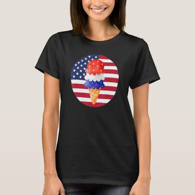 4th Of July Great American Flag Ice Cream T-Shirt (Front)
