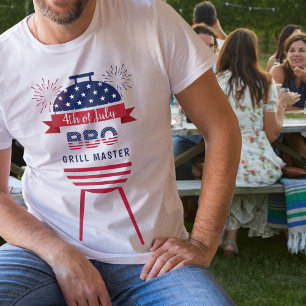4th of July Grill Master bbq barbecue red and blue T-Shirt