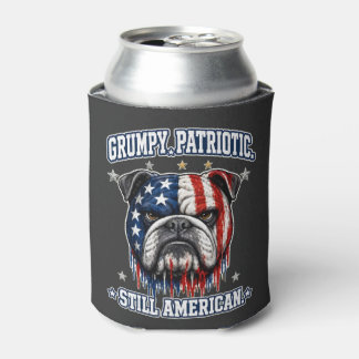 4th Of July Grumpy Patriotic Bulldog Can Cooler