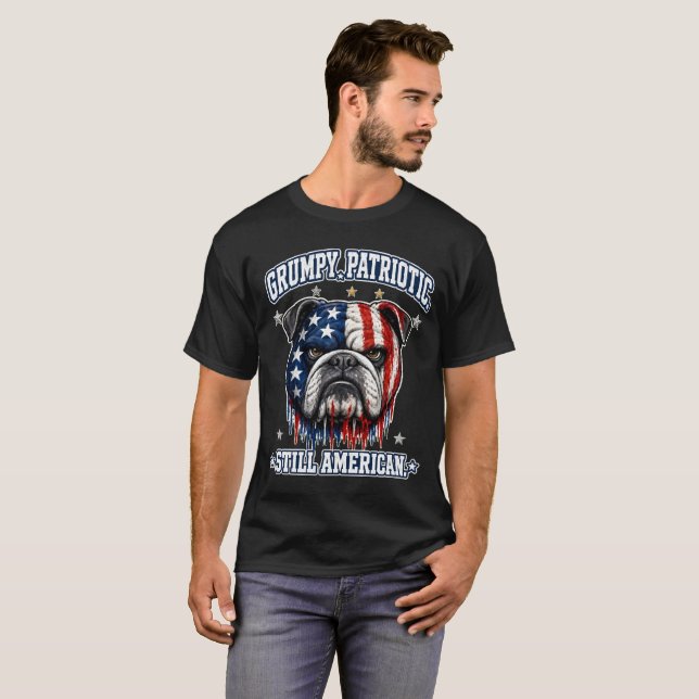 4th Of July Grumpy Patriotic Bulldog T-shirts (Front Full)