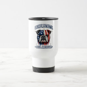 4th Of July Grumpy Patriotic Bulldog Travel Mug