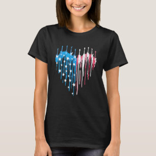 4th Of July Guitar Heart American Flag T-Shirt