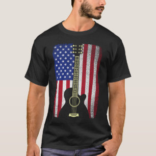 4th Of July Guitar Musician USA American Flag T-Shirt