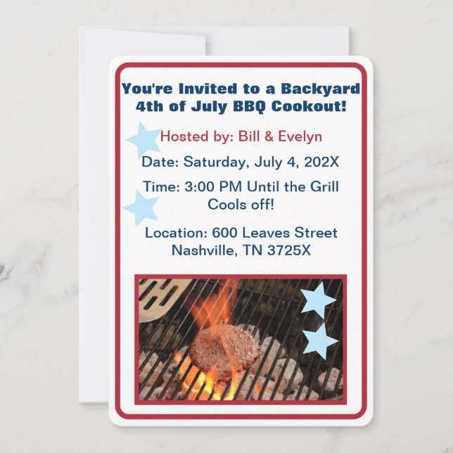 4th of July Hamburger Barbecue Invitation (Front)