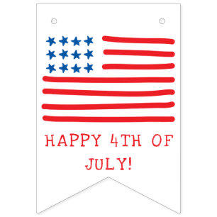 4th of July Hand Drawn American Flag & Stars