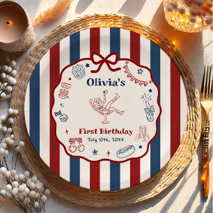 4th of July Hand Drawn Birthday Party Paper Plates