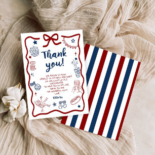 4th of July Hand Drawn Birthday Thank You Card