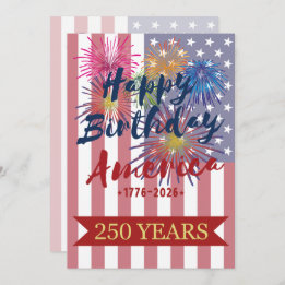 4th of July Happy Birthday America USA 250th Invitation