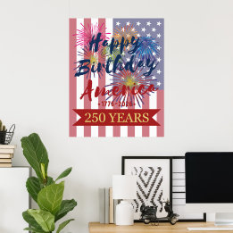 4th of July Happy Birthday America USA 250th Poster