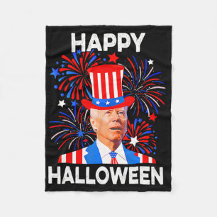 4th Of July Happy Halloween Funny Biden Confused Fleece Blanket