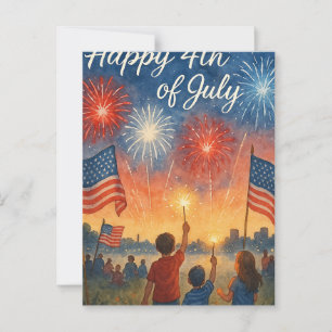 4th of July Happy independence Day Postcard