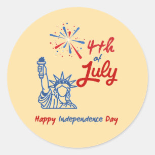4th of July-Happy Independence Day Round Sticker