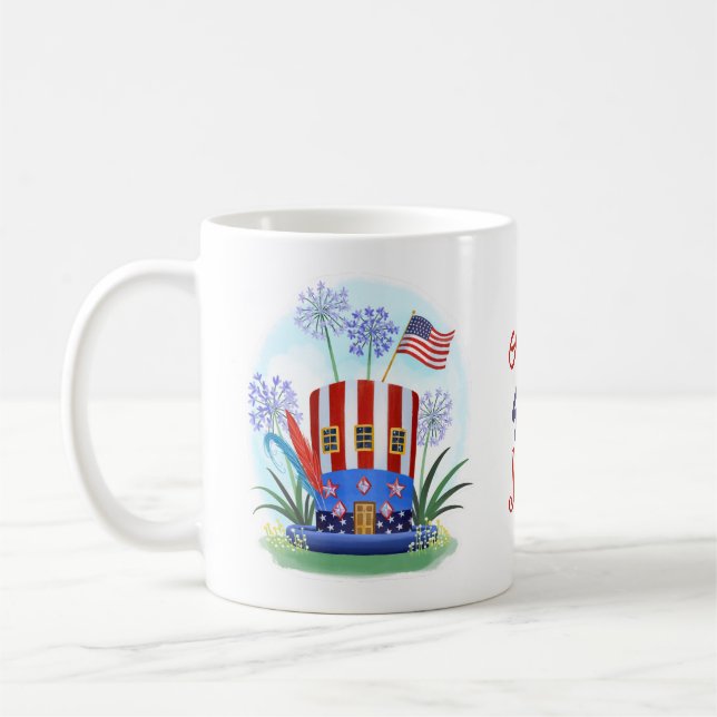 4th of July Hat Stars & Stripes USA Coffee Mug (Left)