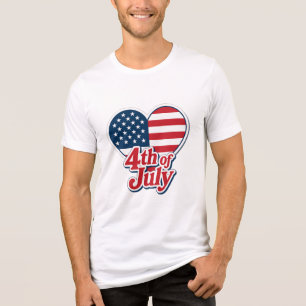 4th of July Heart American Flag Patriotic Design Tri-Blend Shirt