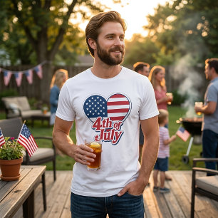 4th of July Heart USA Flag Patriotic Tee