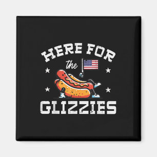 4th Of July Here For Glizzies Hotdog Patriot Men W Magnet