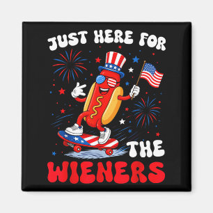 4th Of July Here For The Wieners Hot Dog Men Women Magnet
