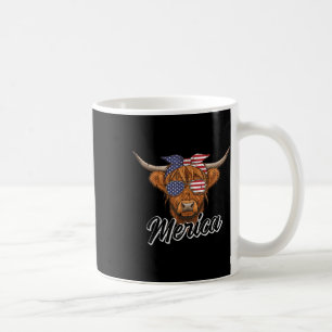 4th Of July Highland Cow Merica American Farm Men Coffee Mug