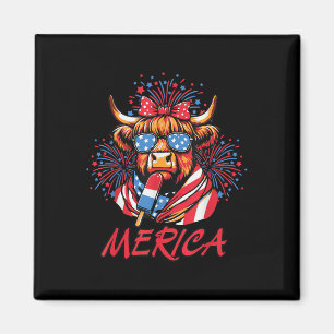 4th Of July Highland Cow Popsicle Firework Usa Ame Magnet