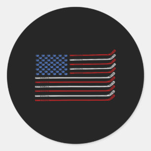 4th Of July Hockey Hockey American Flag USA Patrio Classic Round Sticker