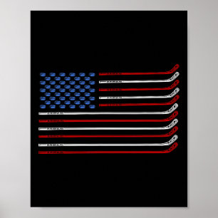4th Of July Hockey Hockey American Flag USA Patrio Poster