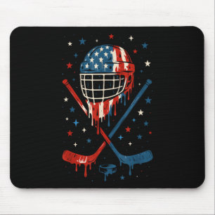 4th Of July Hockey Ice Cream Drip Helmet Sticks Us Mouse Mat
