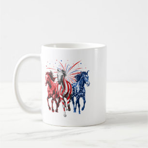 4th Of July Horse Lovers Red White And Blue Americ Coffee Mug