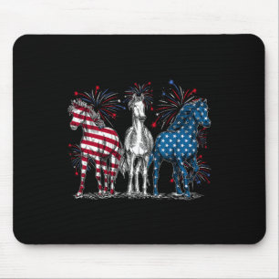 4th Of July Horse Lovers Red White And Blue Americ Mouse Mat