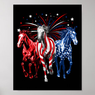 4th Of July Horse Lovers Red White And Blue Americ Poster