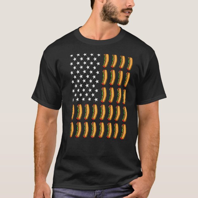 4th Of July Hot Dog American Flag Grilling Party   T-Shirt (Front)