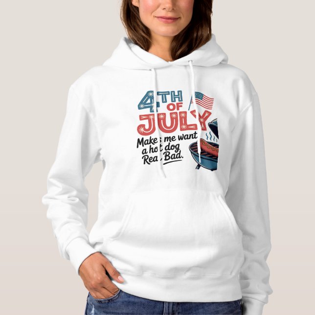 4th of July Hot Dog BBQ Design Hoodie (Front)