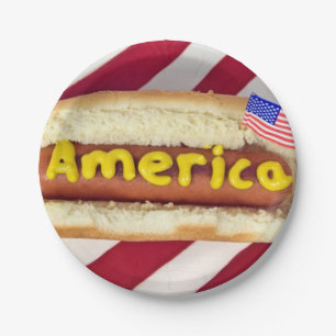 4th of July Hot Dog Party Paper Plate
