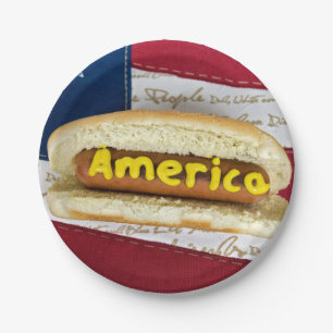 4th of July Hot Dog Party Paper Plate