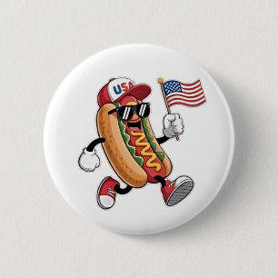4th of July Hotdog American Independence 1776 6 Cm Round Badge