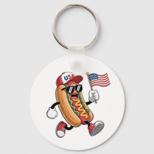 4th of July Hotdog American Independence 1776 Key Ring