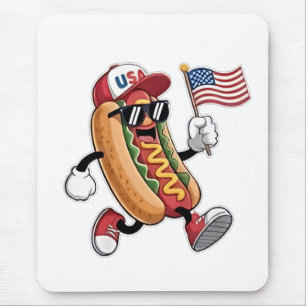 4th of July Hotdog American Independence 1776 Mouse Mat