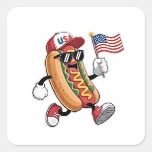 4th of July Hotdog American Independence 1776 Square Sticker