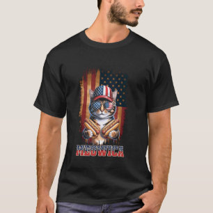 4th of July Hotdog Cat Funny Patriotic Cat USA Fla T-Shirt