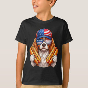 4th of july hotdog cavalier king charles spaniel T-Shirt