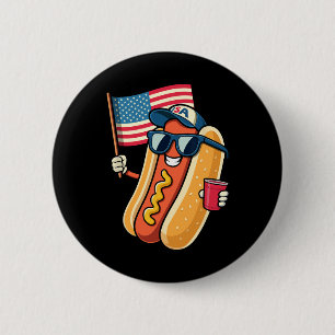 4th Of July Hotdog Funny Fourth Of July Patriotic 6 Cm Round Badge