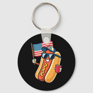 4th Of July Hotdog Funny Fourth Of July Patriotic  Key Ring