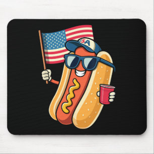 4th Of July Hotdog Funny Fourth Of July Patriotic  Mouse Mat
