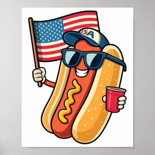 4th Of July Hotdog Funny Fourth Of July Patriotic Poster