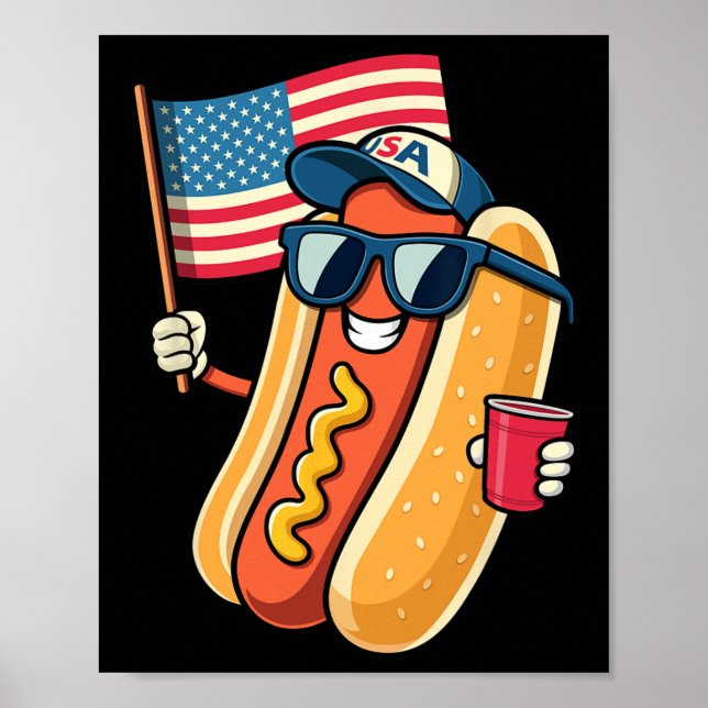 4th Of July Hotdog Funny Fourth Of July Patriotic  Poster (Front)