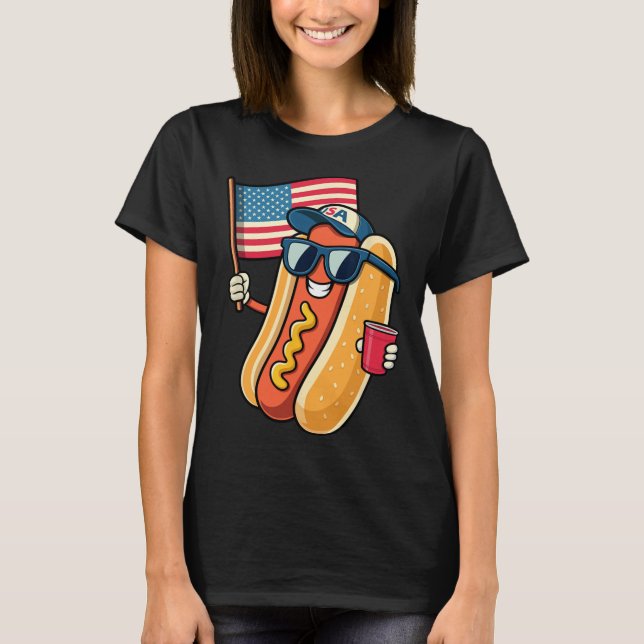 4th Of July Hotdog Funny Fourth Of July Patriotic  T-Shirt (Front)
