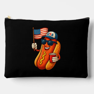 4th of July Hotdog Funny Patriotic USA Flag Accessory Pouch