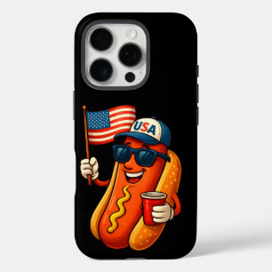 4th of July Hotdog Funny Patriotic USA Flag iPhone 16 Pro Case