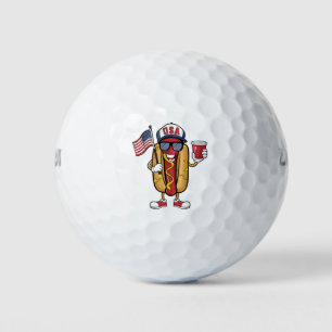 4th of July Hotdog Funny Patriotic USA Flag Golf Balls