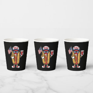 4th of July Hotdog Funny Patriotic USA Flag Paper Cups
